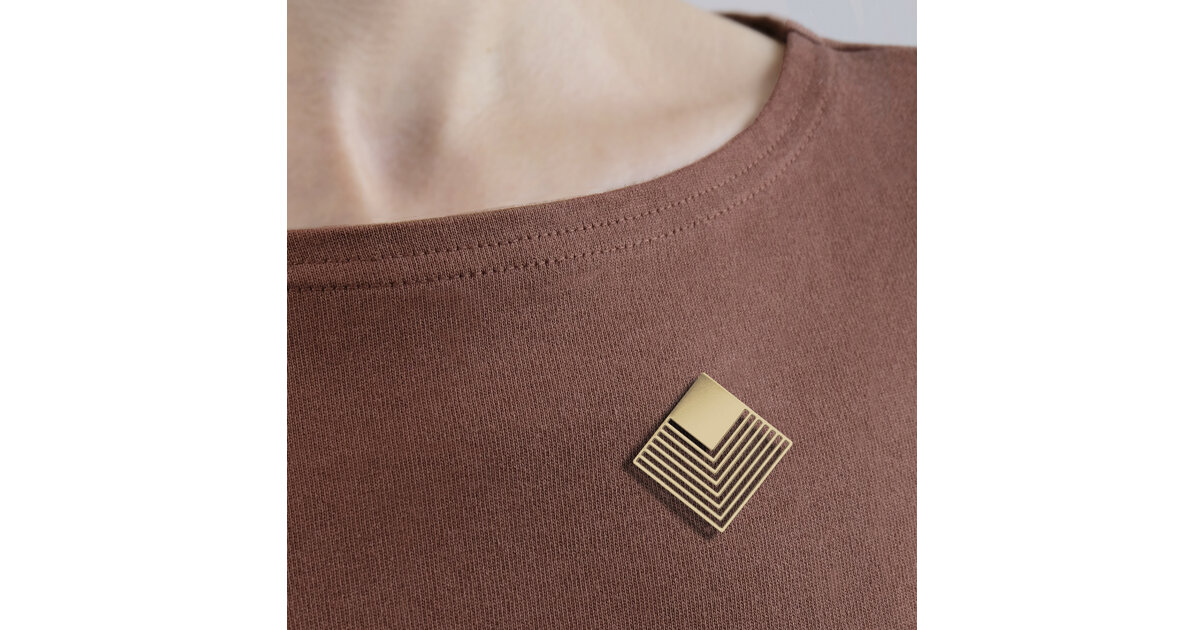 Broche Magnétique Chat Art Déco - Marron Doré - Neuf Avec étiquettes